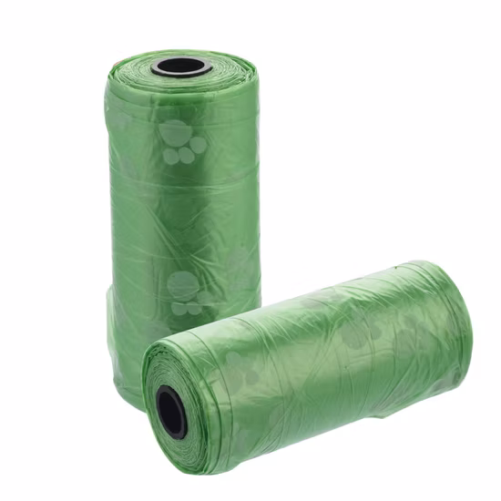 퇴비로 만들 수 있는 100% 생분해성 개 똥 애완동물 제품 애완동물 공급 폐기물 쓰레기 봉투 똥 쓰레기 봉투 포장 백